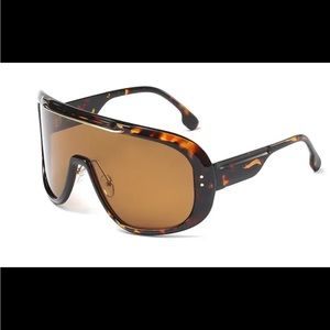 Unisex Shield Tort & Brown Sunglasses